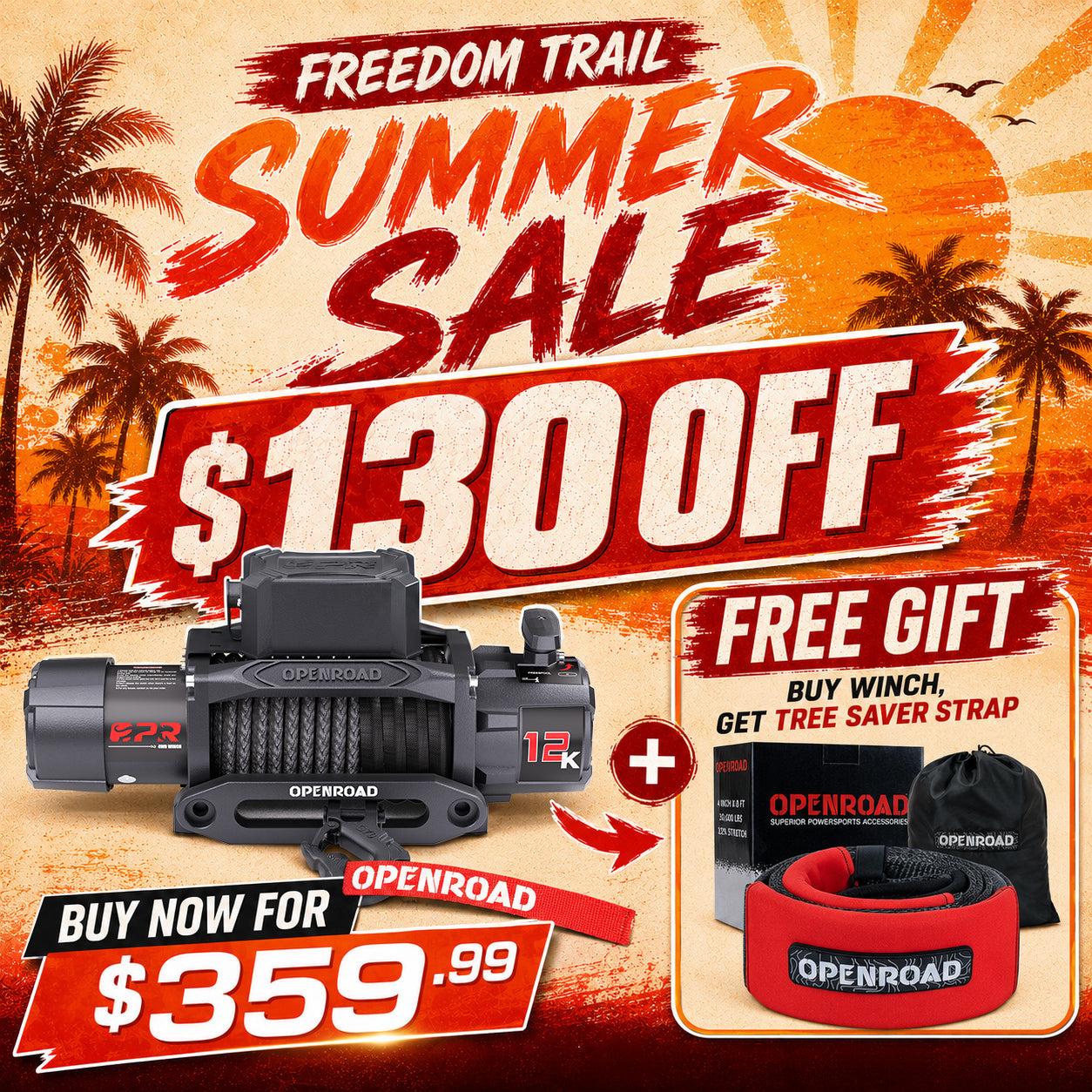 OPENROAD 12,000lb Electric Winch Panther Series 3S