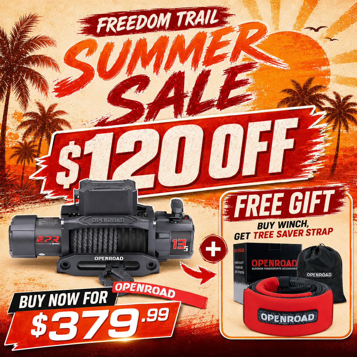 OPENROAD 13,500lb Electric Winch Panther Series 3S