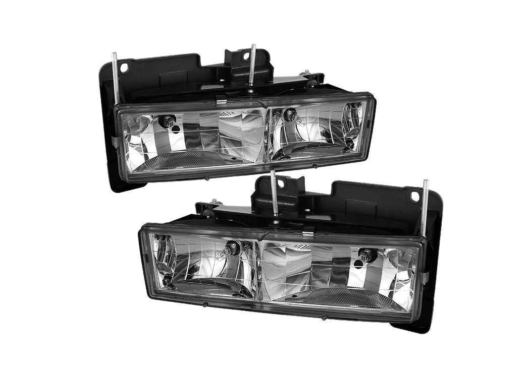 Xtune Headlights - Chrome/Clear - 88-98 Chevy/GMC C/K1500-3500 (Bulbs Not Included)