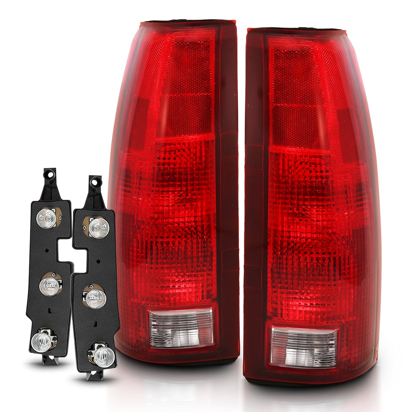 ANZO USA Tail Lights w/ Circuit Board - Chrome/Red-Clear - 88-98 Chevy/GMC C/K1500-3500