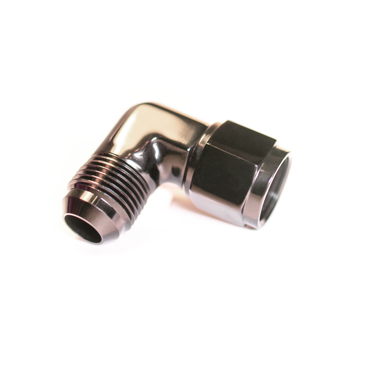 -16AN 90 Degree Female to Male Flare Union - Black (CF-FMS-16-090-000-BL)