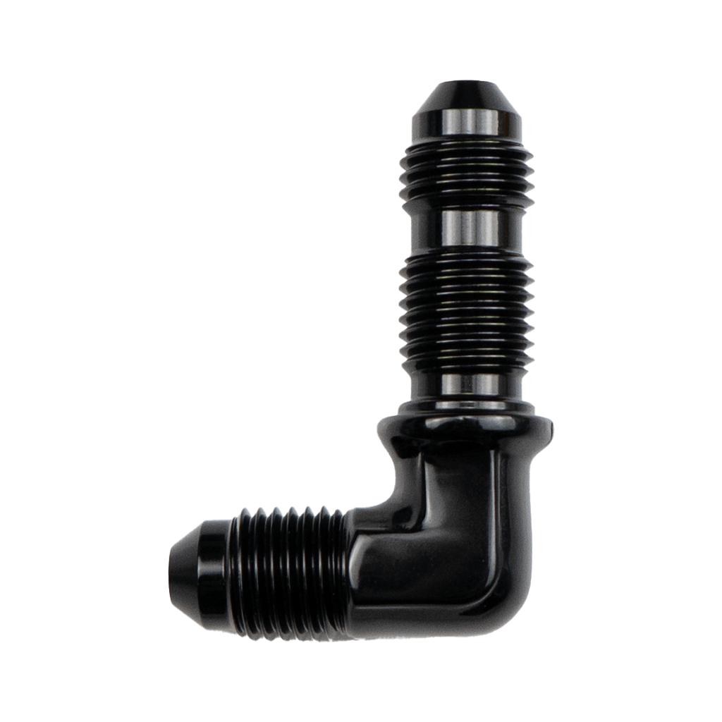 -4AN Bulkhead Fitting 90 Degree Union - Black