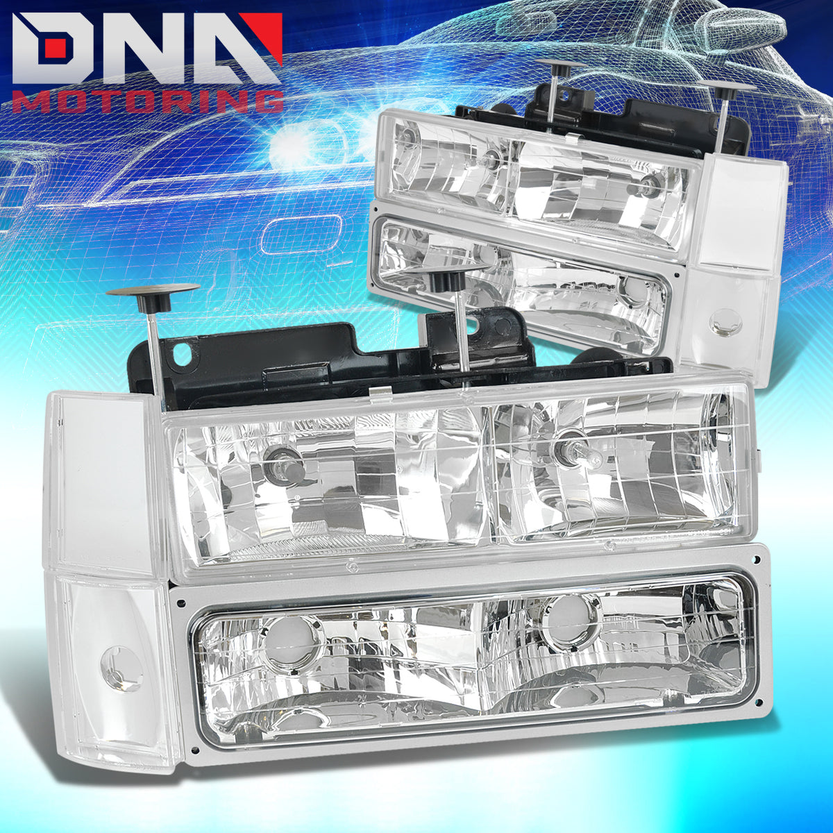 DNA Motoring OEM Headlights Chrome 88-93 Chevy C10