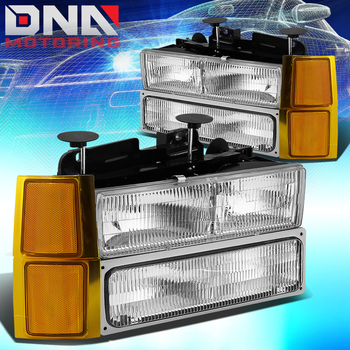 DNA Motoring OEM Style Headlights - Chrome OEM - 94-98 Chevy C10