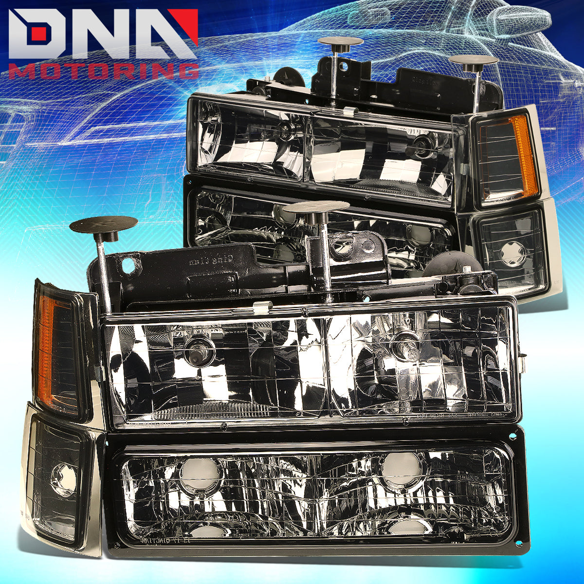 DNA Motoring OEM Style Headlights - Smoke/Amber - 94-98 Chevy C10