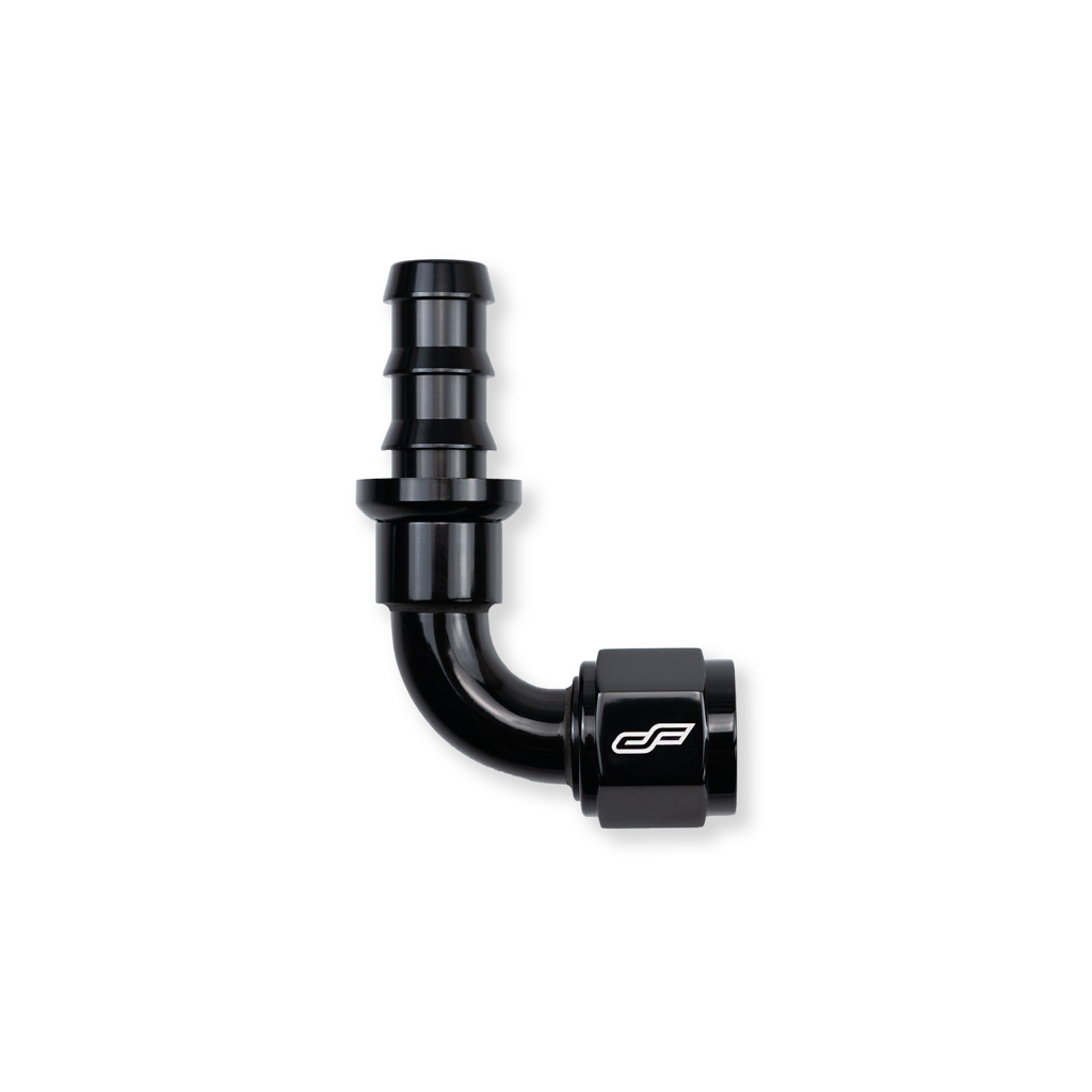 -12 AN 90 Degree Female Push-Loc Fitting - Black