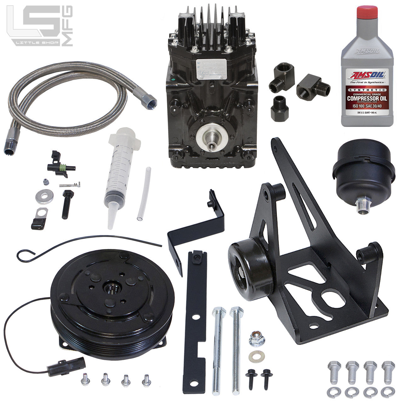 GM LS Belt Driven Compressor Kit SLM kit contents