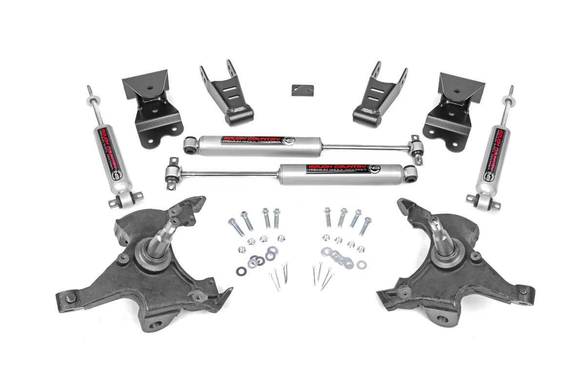 Rough Country 2" Front/4" Rear Lowering Kit - 1988-1998 Chevy/GMC C1500/K1500 2WD