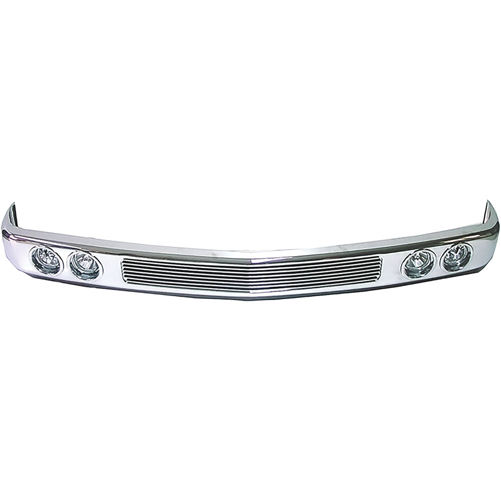 1988-98 Chevy/GMC Truck Front Bumper - Chrome, With Driving & Fog Lamps, Single Insert