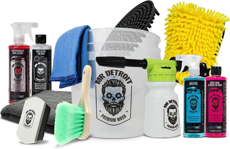 12pc Car Wash Kit w/Foam Blaster, Bucket, Towels, Wash Glove & More