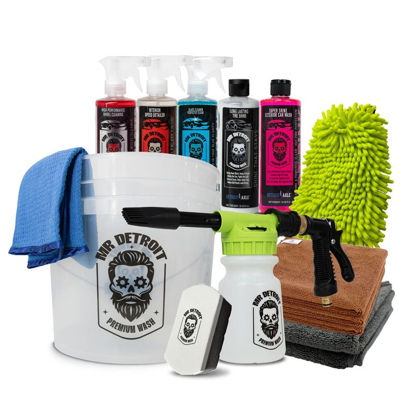 12pc Car Cleaning Kit w/Foam Blaster, Soap, Mitt, Bucket, Towels & More