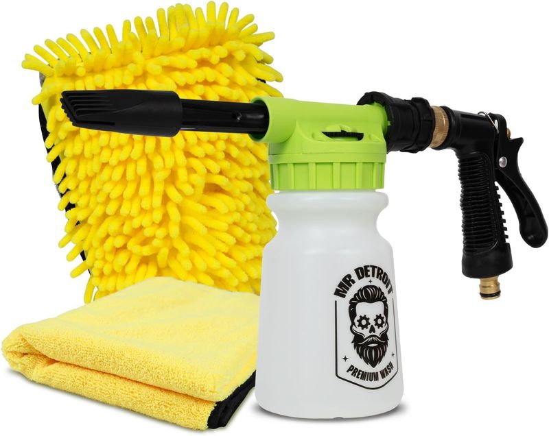 Car Wash Kit w/Foam Blaster, Wash Mitt, Microfiber Drying Towel