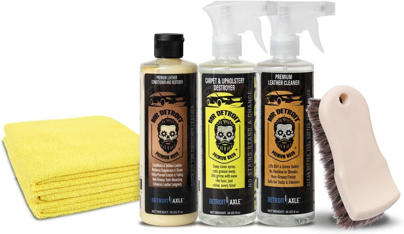 5pc Leather Care Kit w/Brush, Cleaner, Microfiber Towels & More