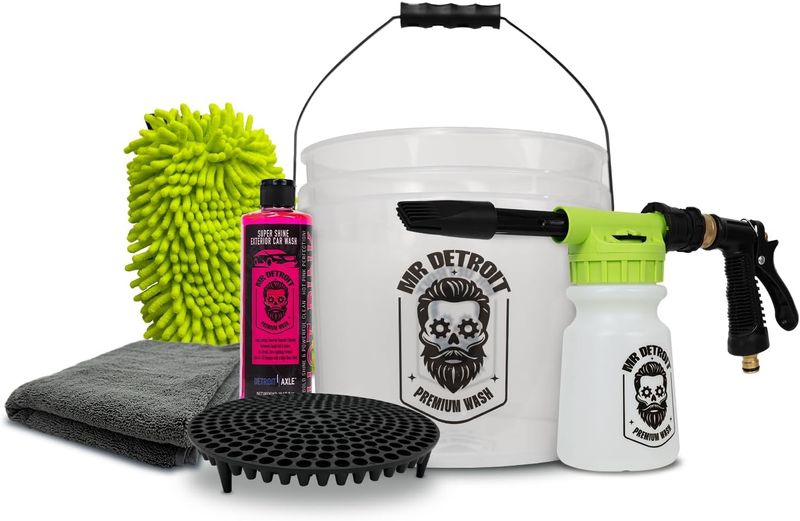 6pc Car Wash Kit w/Foam Blaster, Bucket, Soap, Mitt & More