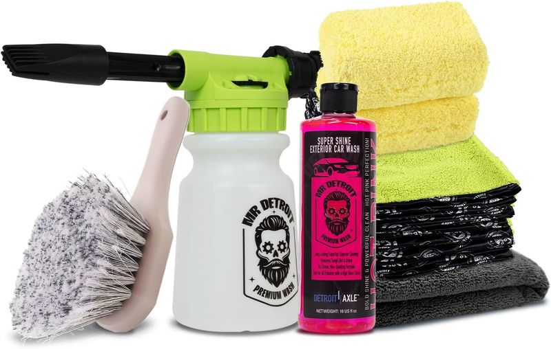 6pc Car Wash Kit w/Foam Blaster, Car Wash Soap, Sponge Pads & More