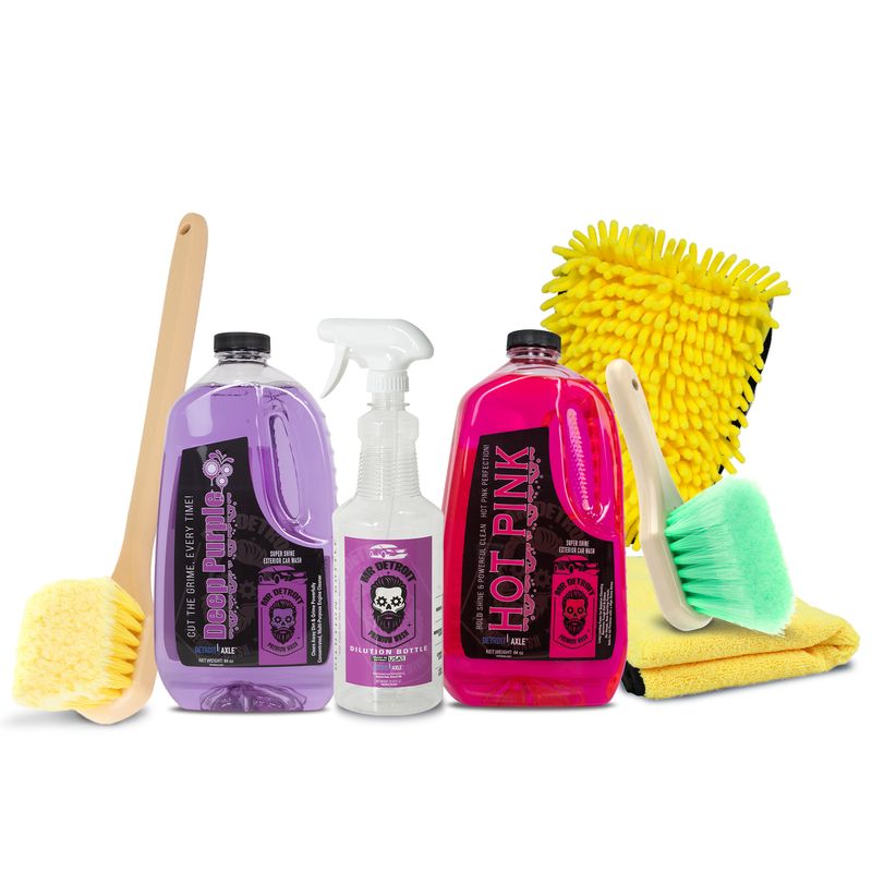 7pc Heavy-Duty Exterior Cleaning Kit w/64oz Degreaser, Car Soap, Wash Mitt & More