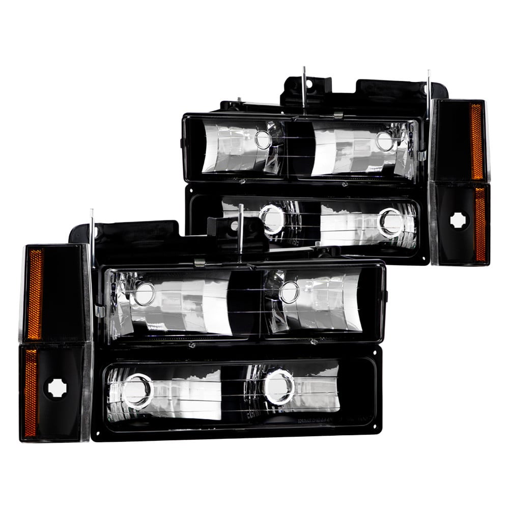 xTune Crystal Headlights with Corner and Bumper Lights Black for 1988-1993 Chevy/GMC C/K trucks