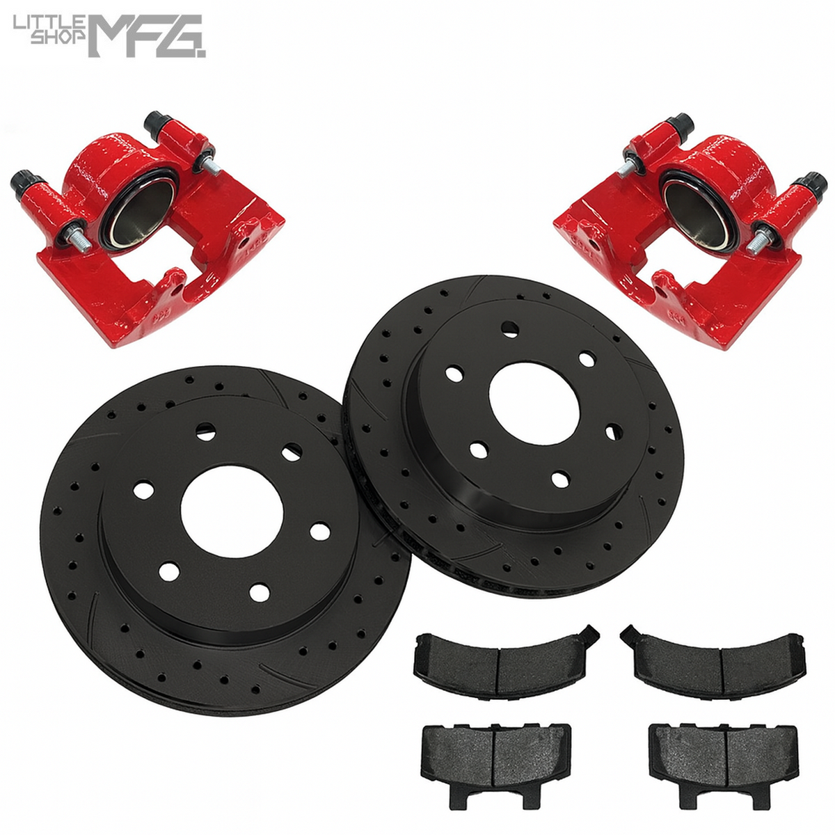 GM 88-00 K1500 Front Brake Upgrade Kit - Red Powdercoat caliper, factory hoses