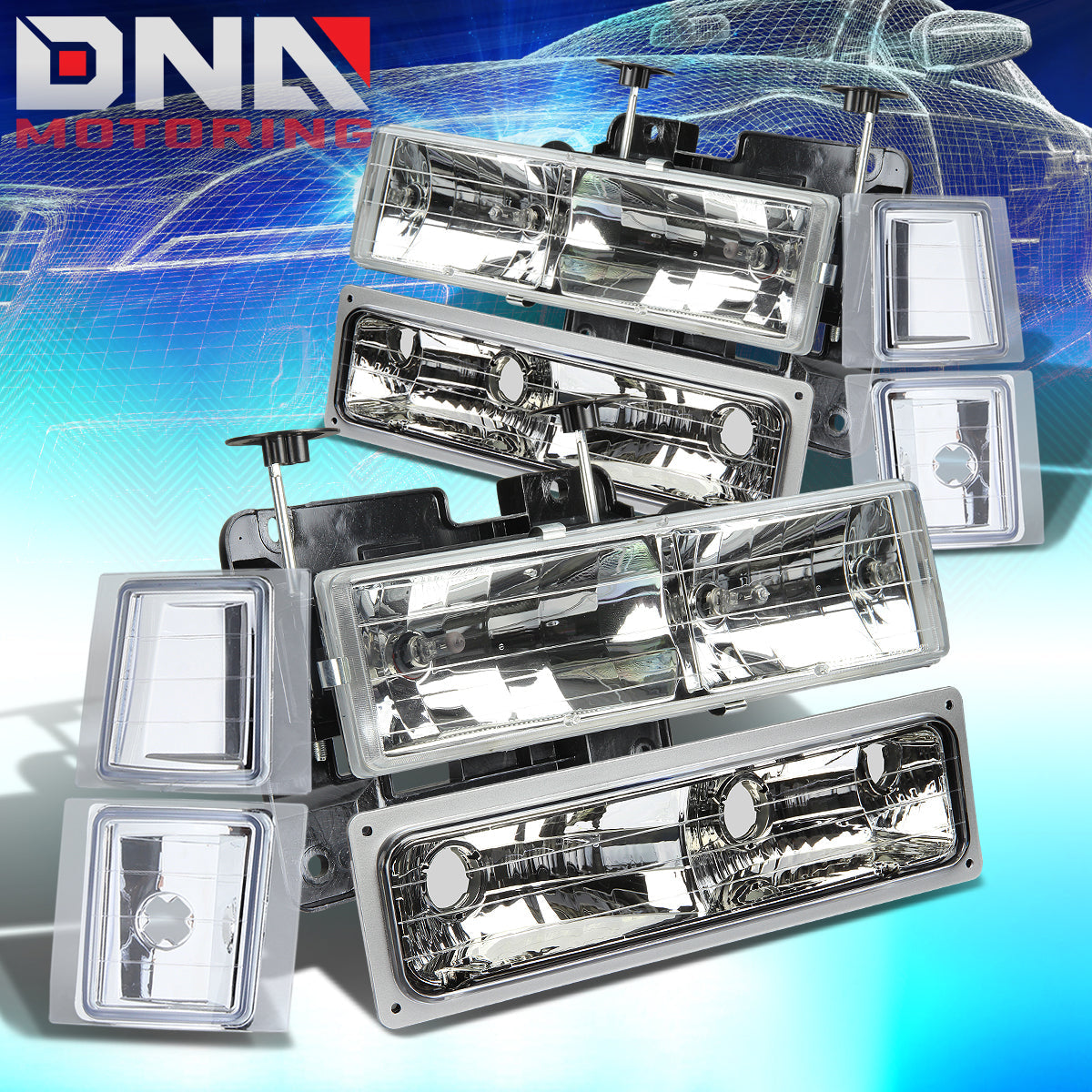 DNA Motoring OEM Style Headlights - Chrome - 94-98 Chevy C10