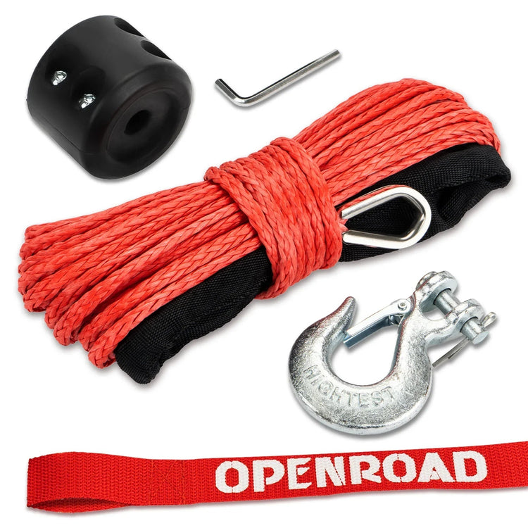 OPENROAD Synthetic Winch Rope 3/16in x 50ft Red