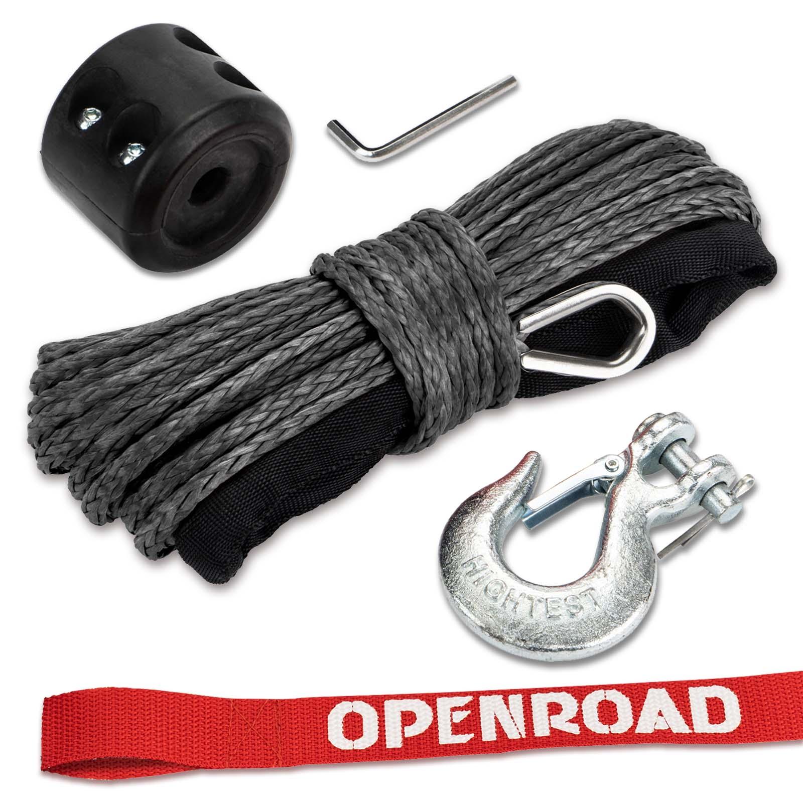 OPENROAD Synthetic Winch Rope 3/16in x 50ft Gray
