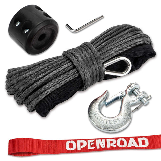 OPENROAD Synthetic Winch Rope 3/16in x 50ft Gray