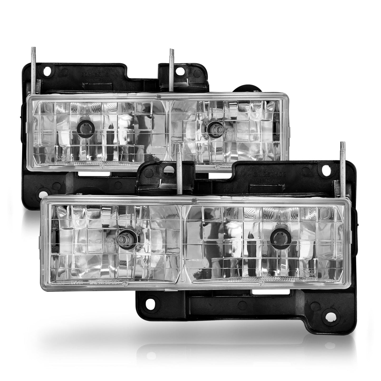 ANZO USA Headlights - Chrome/Clear - 88-98 Chevy/GMC C/K1500-3500