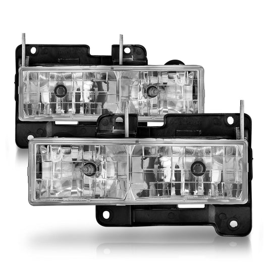 ANZO USA Headlights - Chrome/Clear - 88-98 Chevy/GMC C/K1500-3500