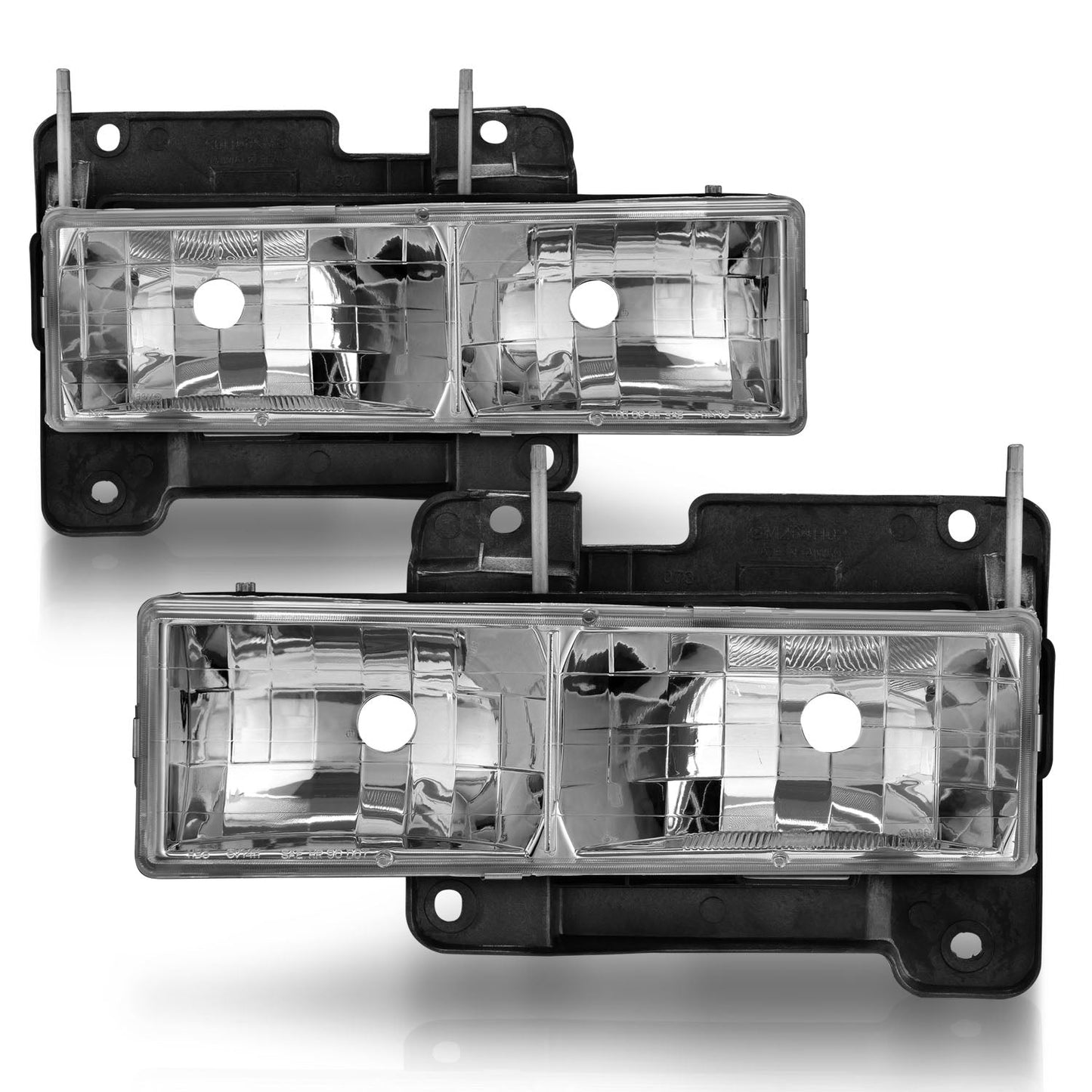 ANZO USA Crystal Headlights - Chrome/Clear - 88-98 Chevy/GMC C/K1500-3500 (Bulbs Not Included)