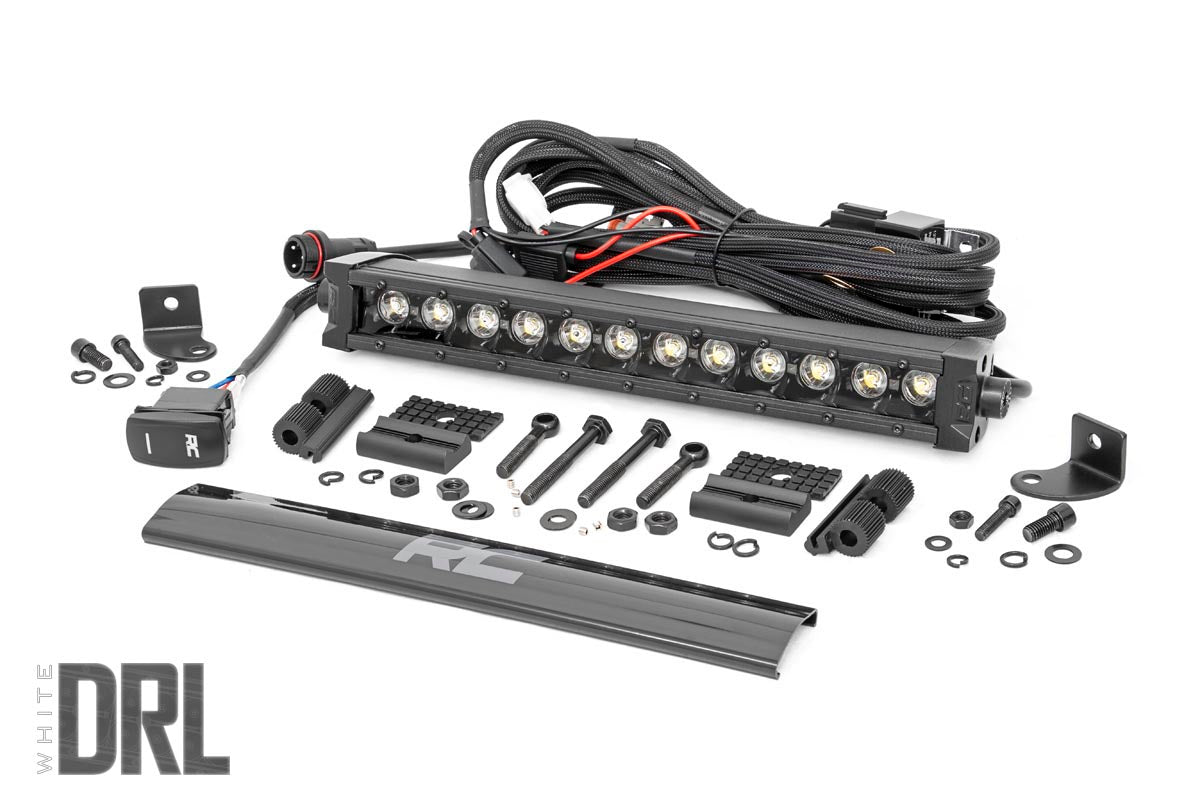 Rough Country 12 Inch Black Series Single Row LED Light Bar with Cool White DRL - main view