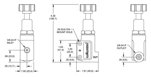 Wilwood Proportioning Valve dimension drawing
