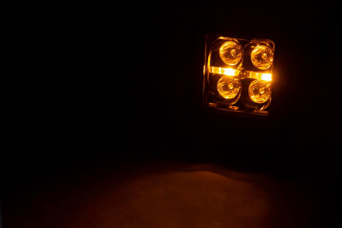 Rough Country 2 Inch LED Light Pods - amber DRL lit