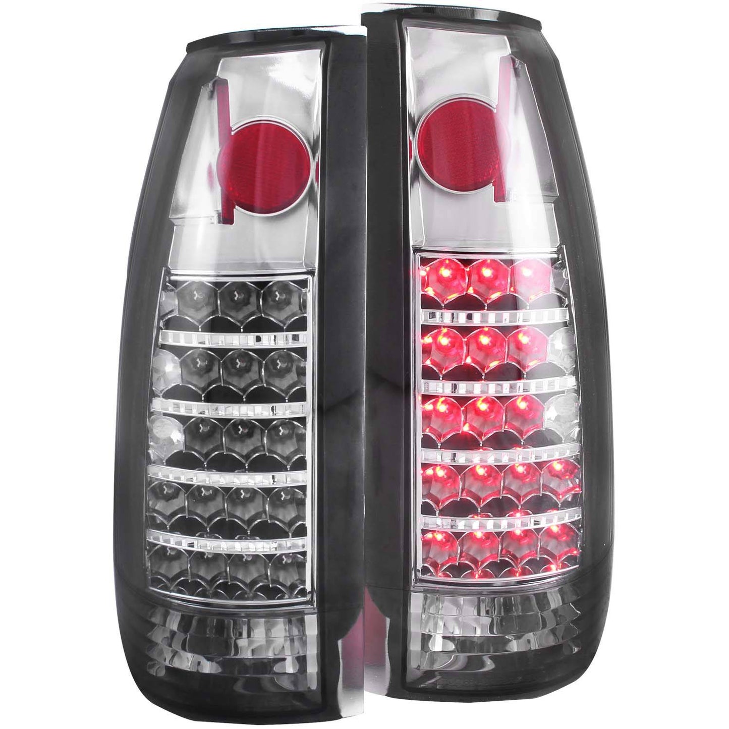 ANZO USA G2 Series Tail Lights - Chrome/Smoke - 88-98 Chevy/GMC C/K1500-3500