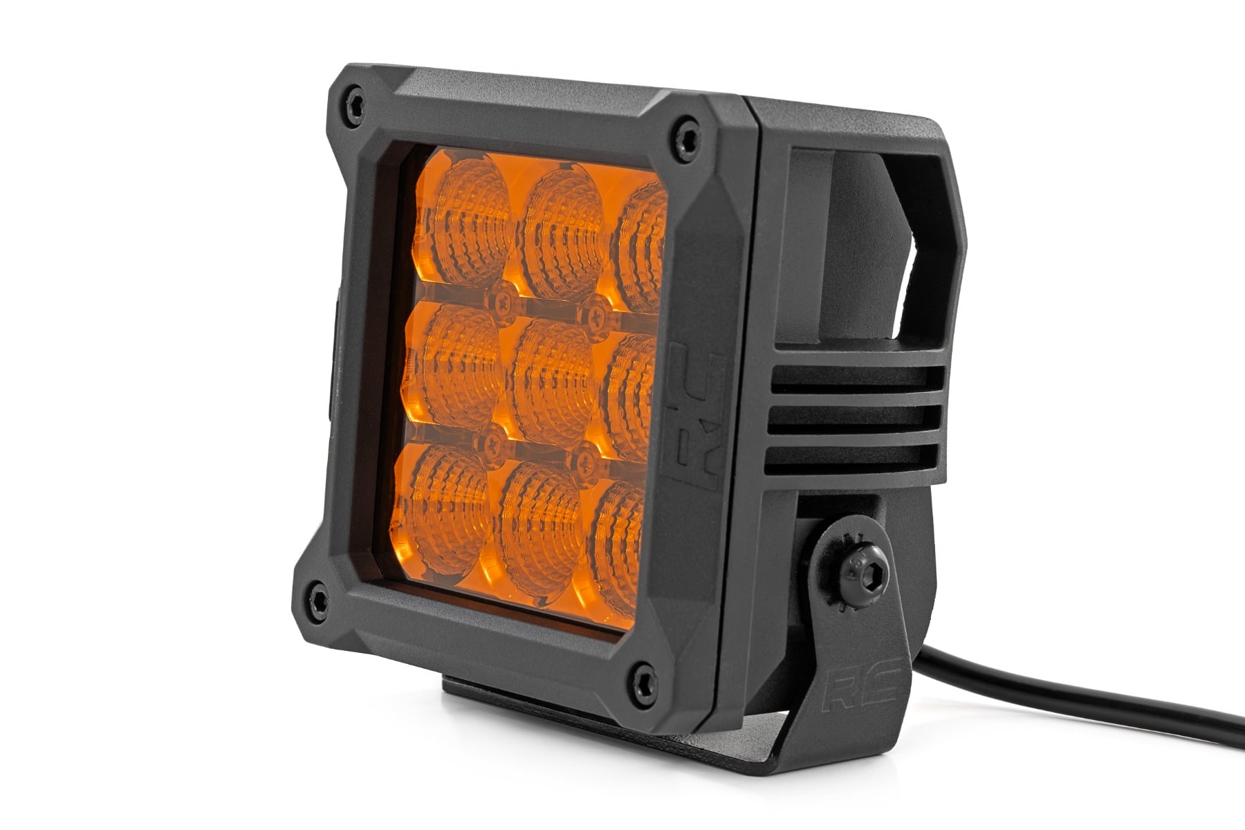 Rough Country 4 Inch LED Light Pods Amber DRL - angle view
