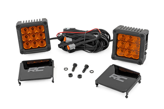 Rough Country 4 Inch LED Light Pods Amber DRL - main view