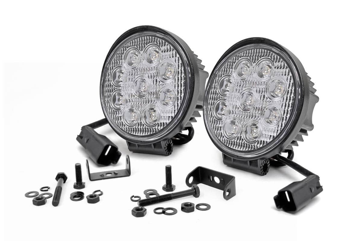 Rough Country 4 Inch Chrome Series Round LED Lights Pair - main view