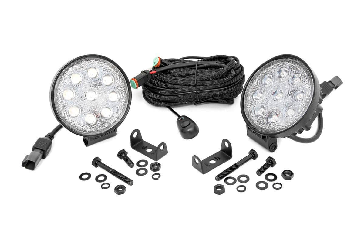 Rough Country 4 Inch Round LED Lights - angle view