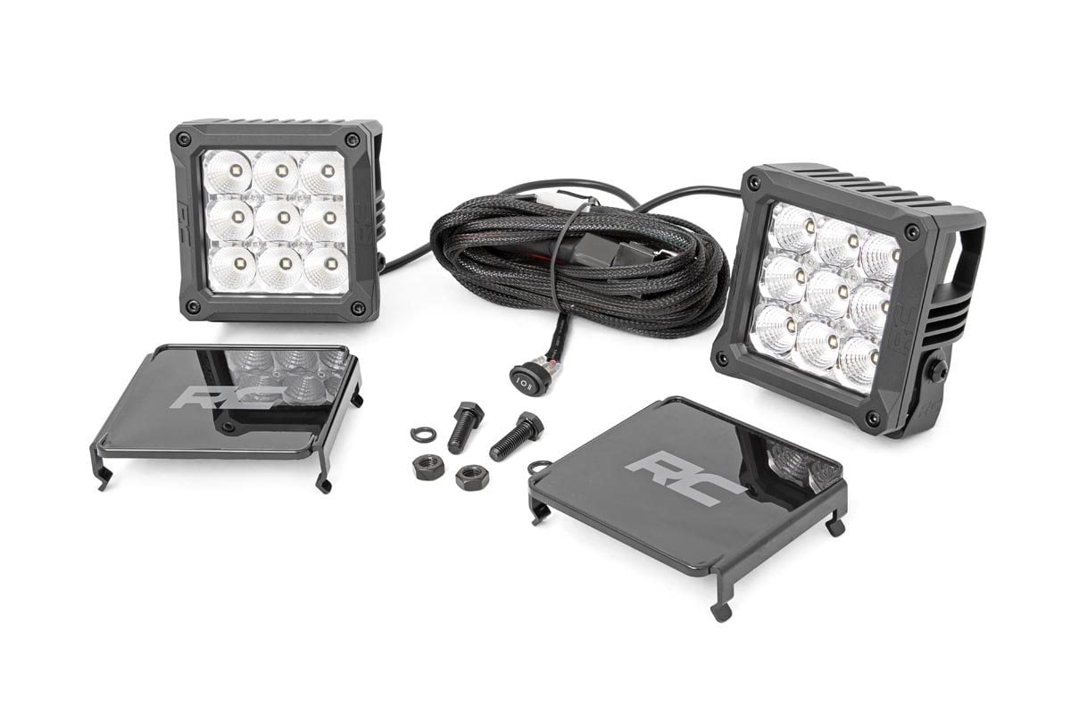 Rough Country 4 Inch Chrome Series LED Light Pods White DRL - main view