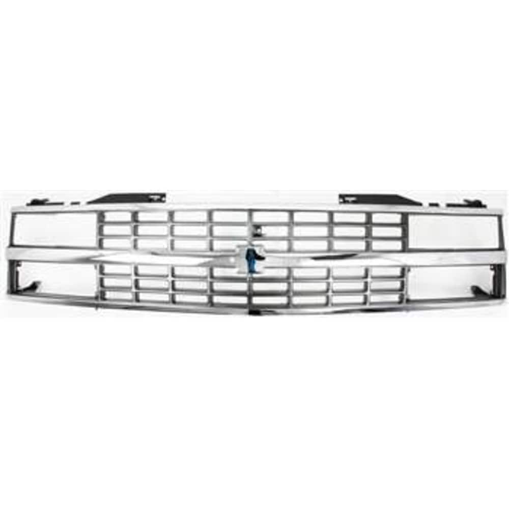 1989-1993 Chevy C/K pickup grille, chrome shell black insert, angle view