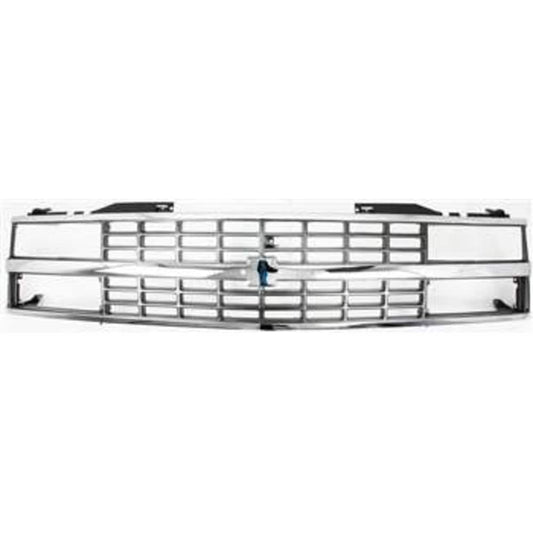 1989-1993 Chevy C/K pickup grille, chrome shell black insert, angle view