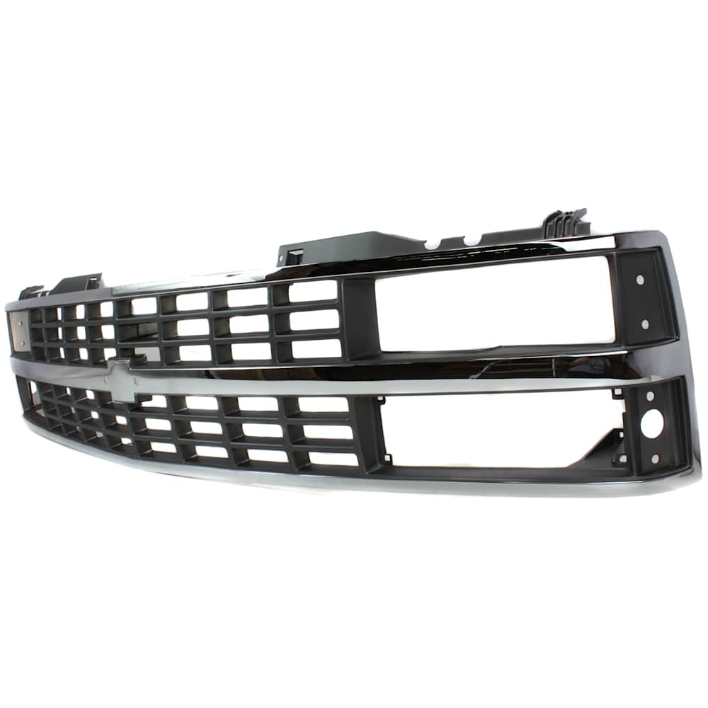 1989-1993 Chevy C/K pickup grille, chrome shell black insert, side view