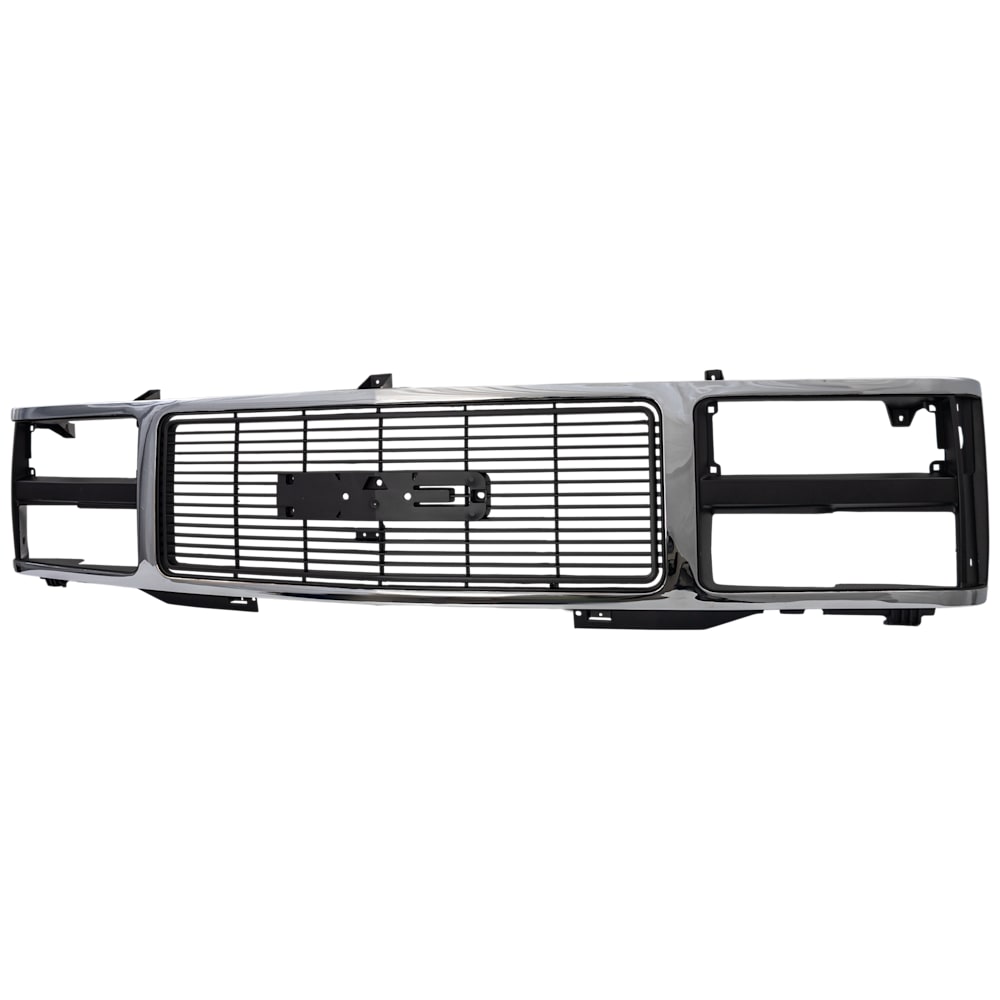 1989-1993 GMC C/K pickup grille, chrome shell black insert, angle view