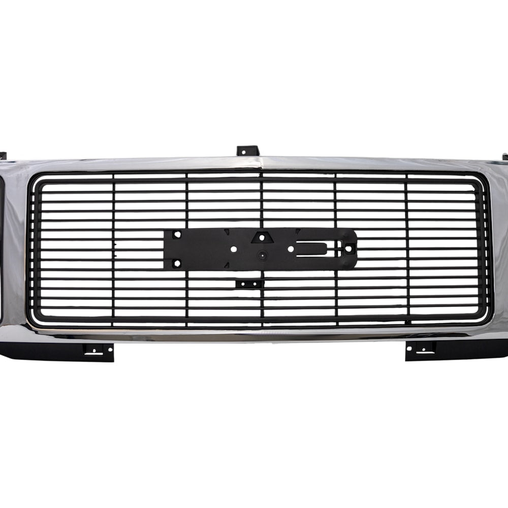 1989-1993 GMC C/K pickup grille, chrome shell black insert, front view