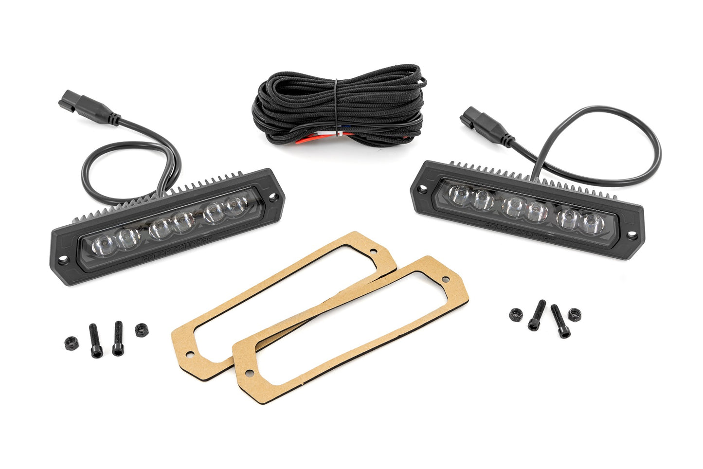 Rough Country 6 inch Black Series flush mount LED lights pair