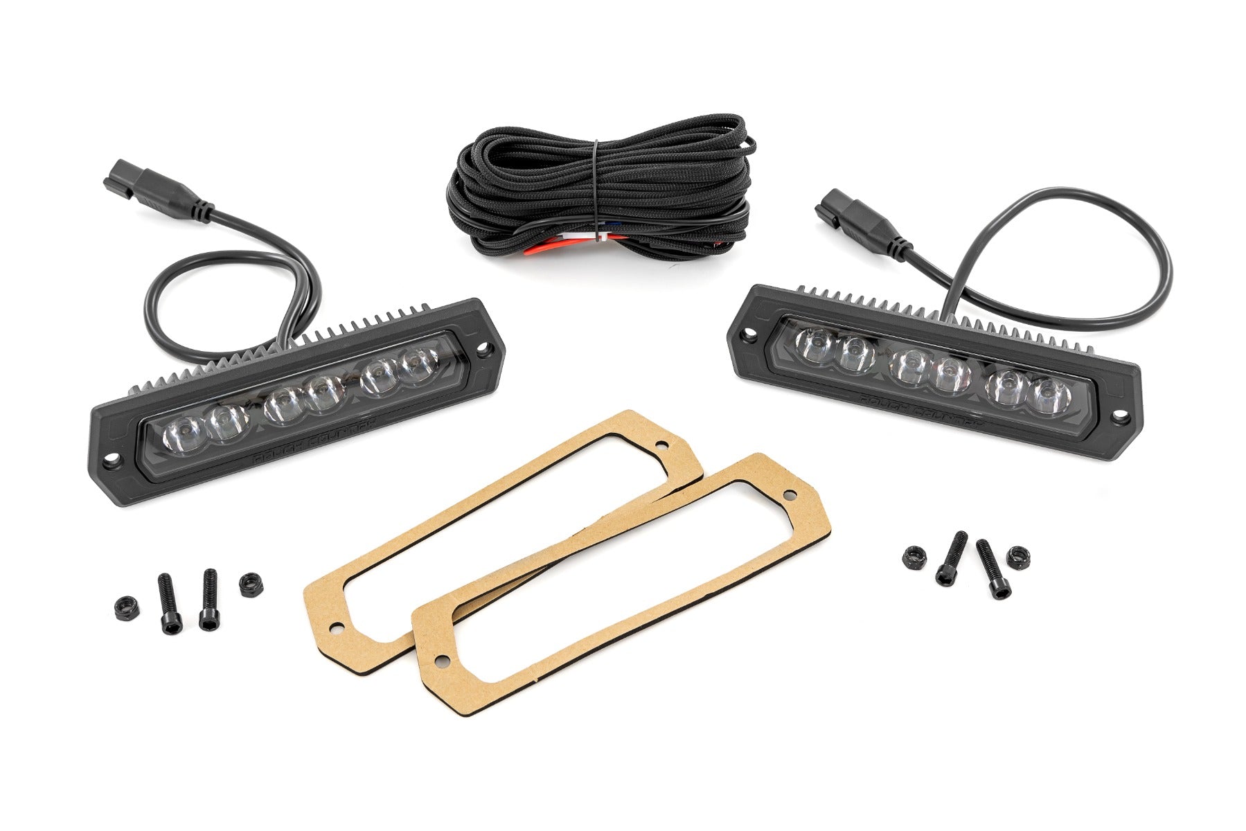 Rough Country 6 inch Black Series flush mount LED lights pair