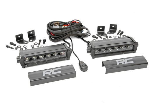Rough Country 6 inch Black Series single row LED light bar pair