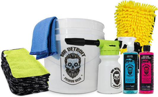 7pc Car Wash Kit w/Blaster, Bucket, 16oz Car Soap, 16oz Glass Cleaner & More (2)