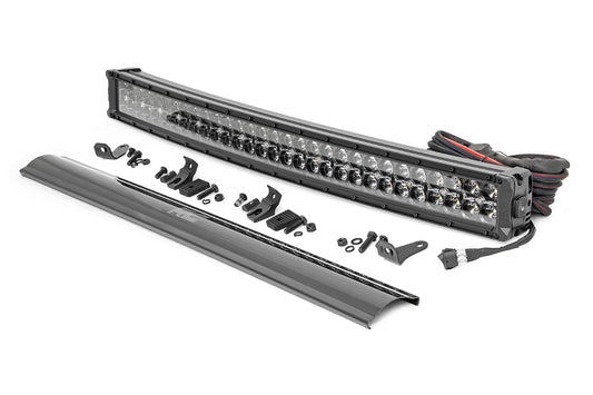 Rough Country 30 Inch Black Series Curved Dual Row LED Light Bar Cool White DRL - main view