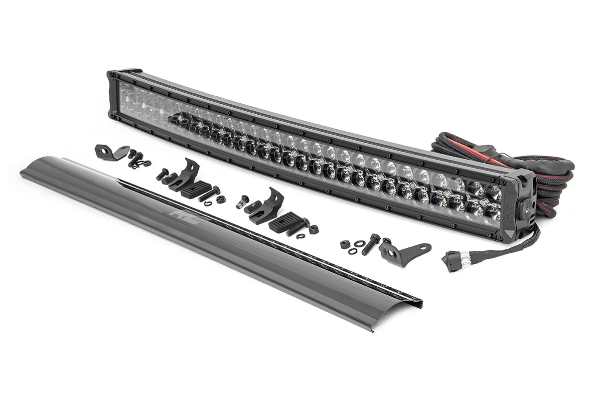 Rough Country 30 Inch Black Series Curved Dual Row LED Light Bar Amber DRL - main view