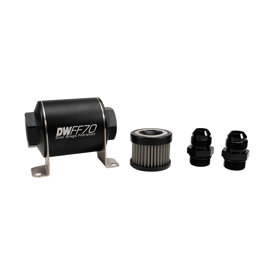 DeatschWerks 70mm In-Line Fuel Filter Kit - 5 Micron, -10AN